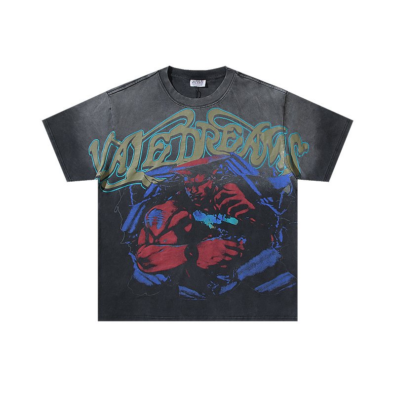VALE USA Washed Black Front Graphic T-Shirt — hero