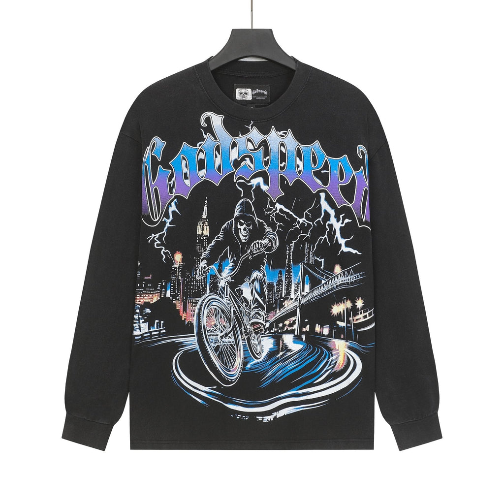 Godspeed Biker City Graphic Long-Sleeve T-Shirt — front
