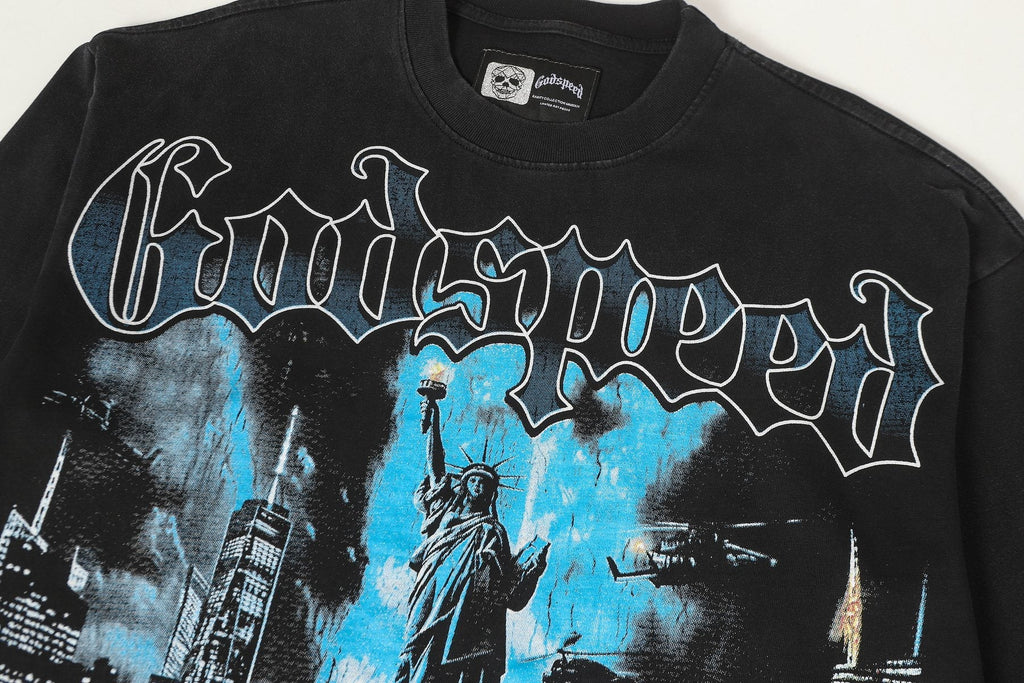 Godspeed Washed Black Rock Graphic Long-Sleeve T-Shirt — detail