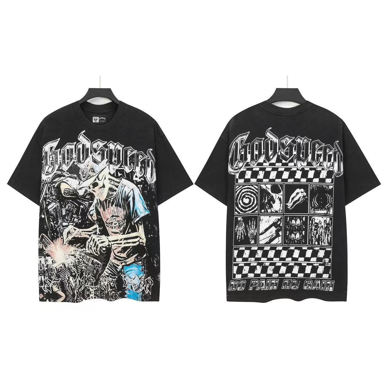 Godspeed Checker Panel Graphic T-Shirt — front