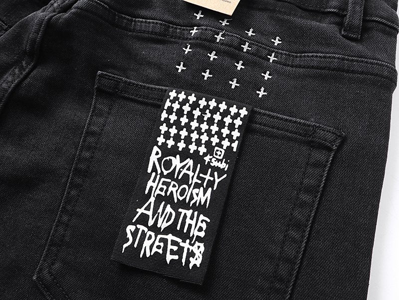 Ksubi Black Slim Tapered Graphic Jeans — detail