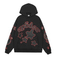 Sp5der Black Red Outline Star Graphic Hoodie — hero