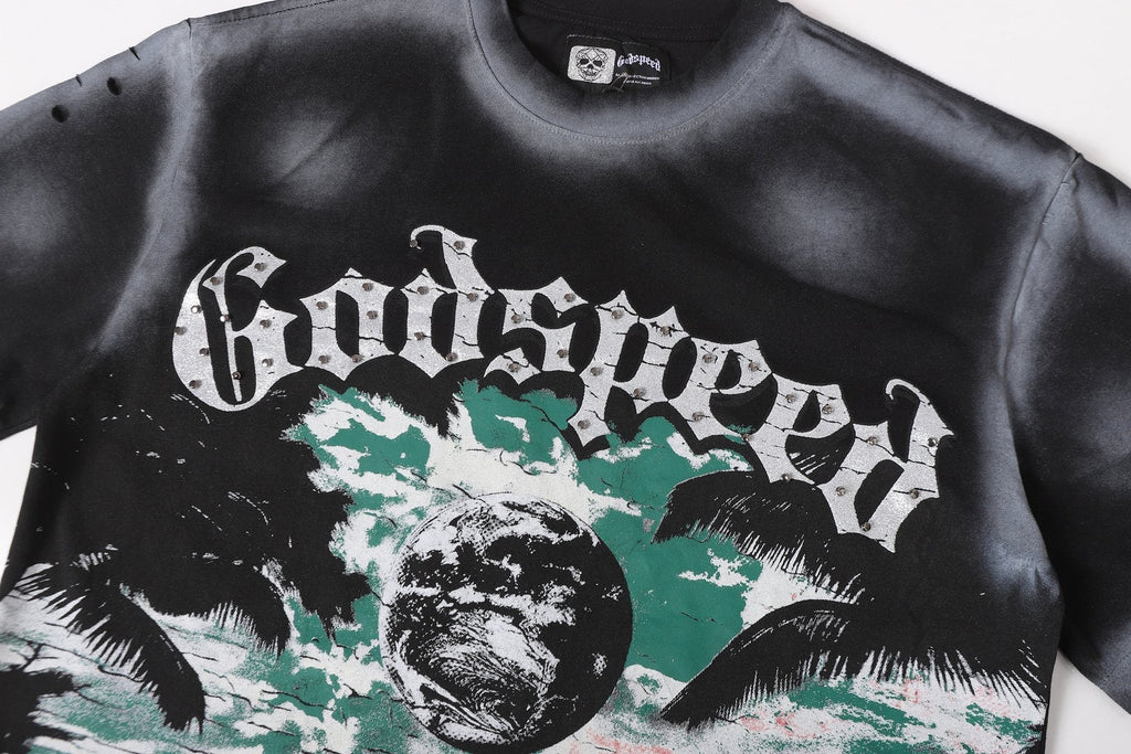 Godspeed Puffito Paradise Spray-Dye Graphic T-Shirt — detail