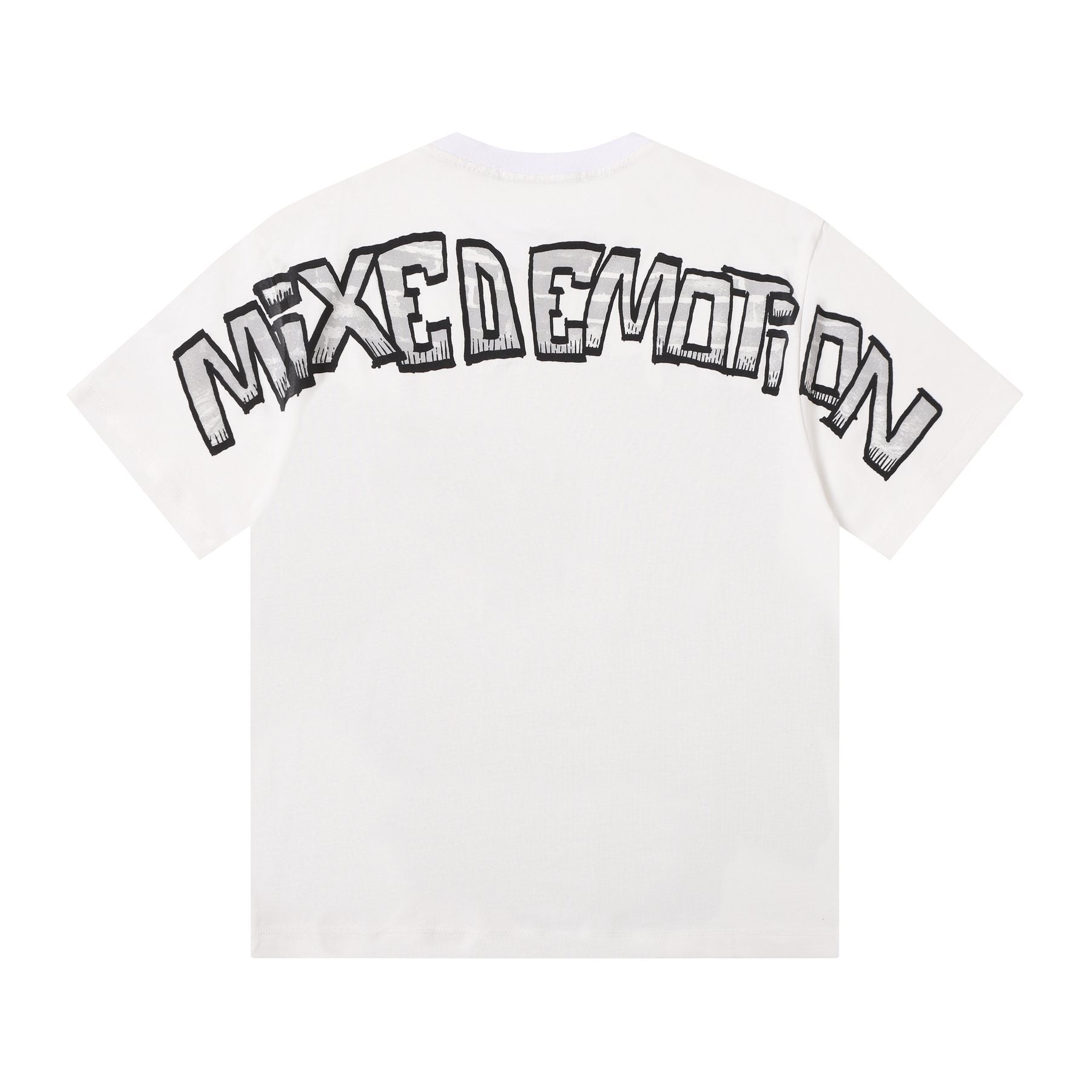 MIXED EMOTION Skull Headphones Graphic Short-Sleeve T-Shirt — back