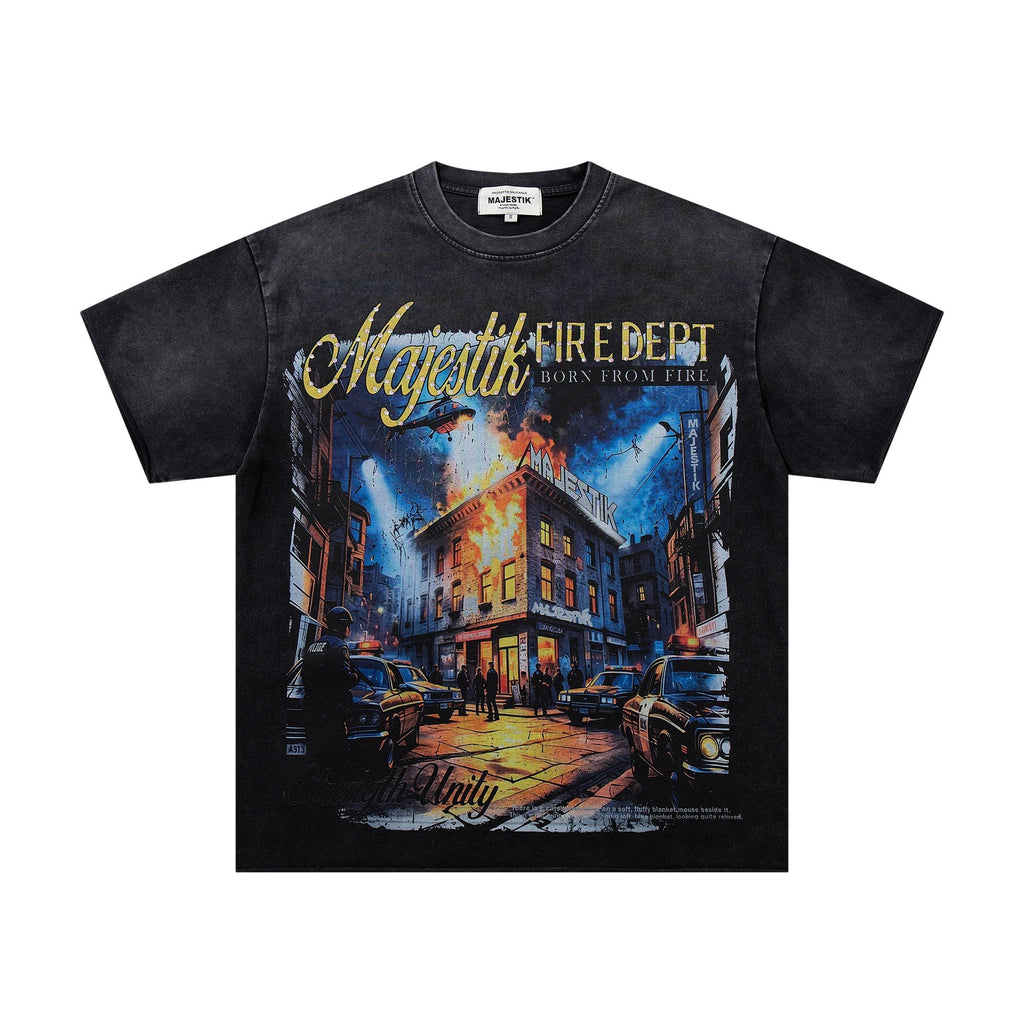 MAJESTIK Washed Black Rhinestone Graphic Short-Sleeve T-Shirt — hero