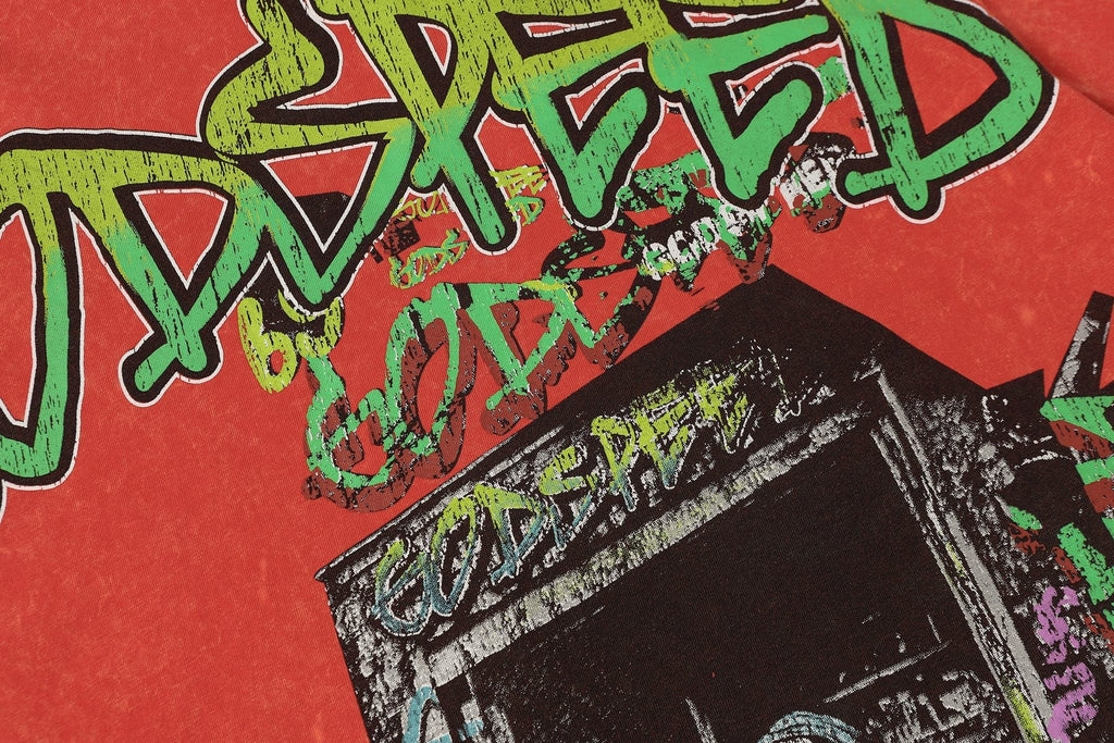 Godspeed Washed Red Skeleton Graphic T-Shirt — detail