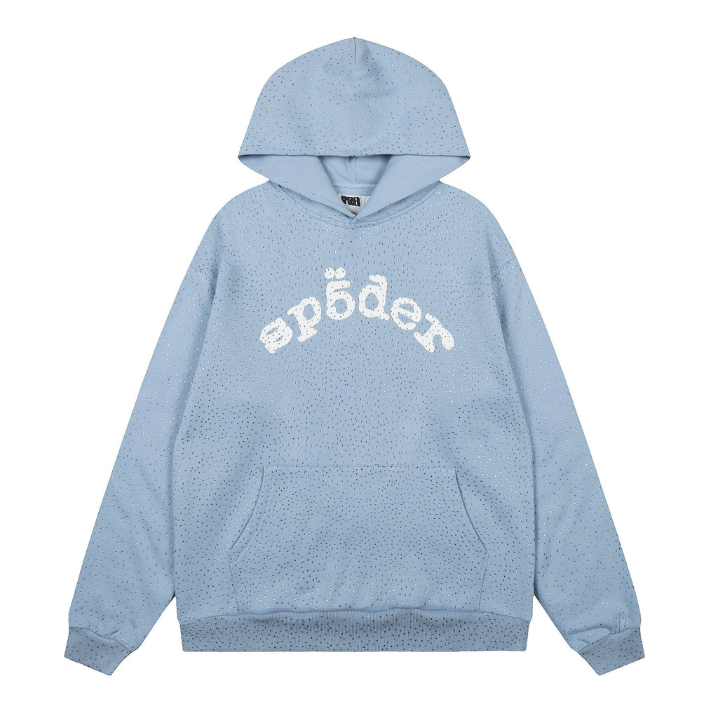 Sp5der Rhinestone Hoodie & Pants Matching Set — front
