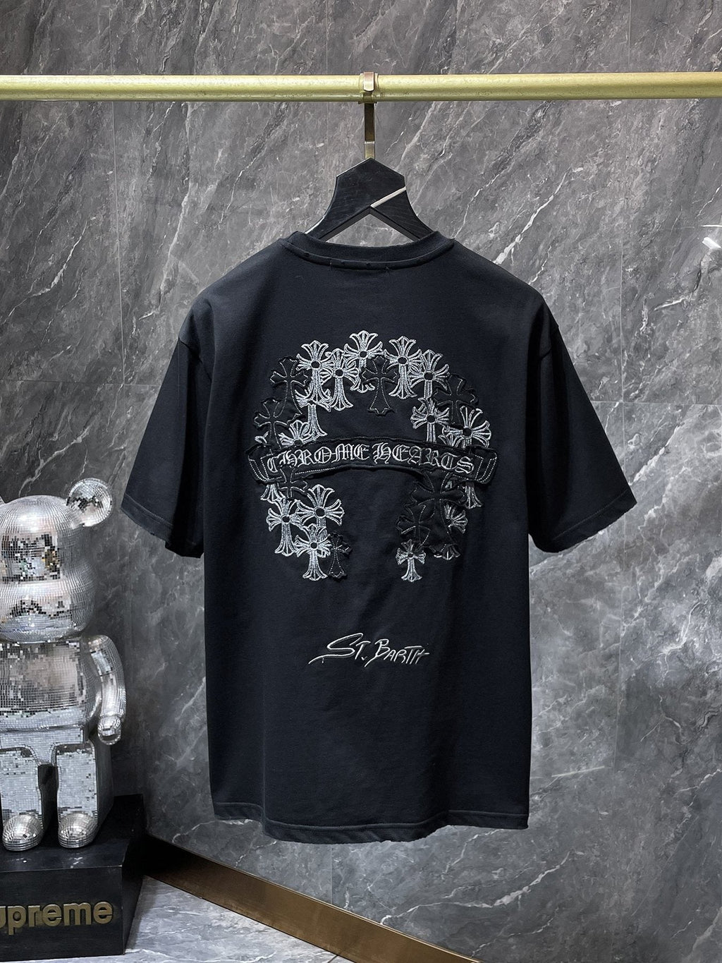 Chrome Hearts Floral Cross Embroidered Graphic T-Shirt — back