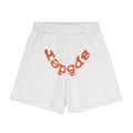 Sp5der Curved Wordmark Raw-Hem Shorts — hero
